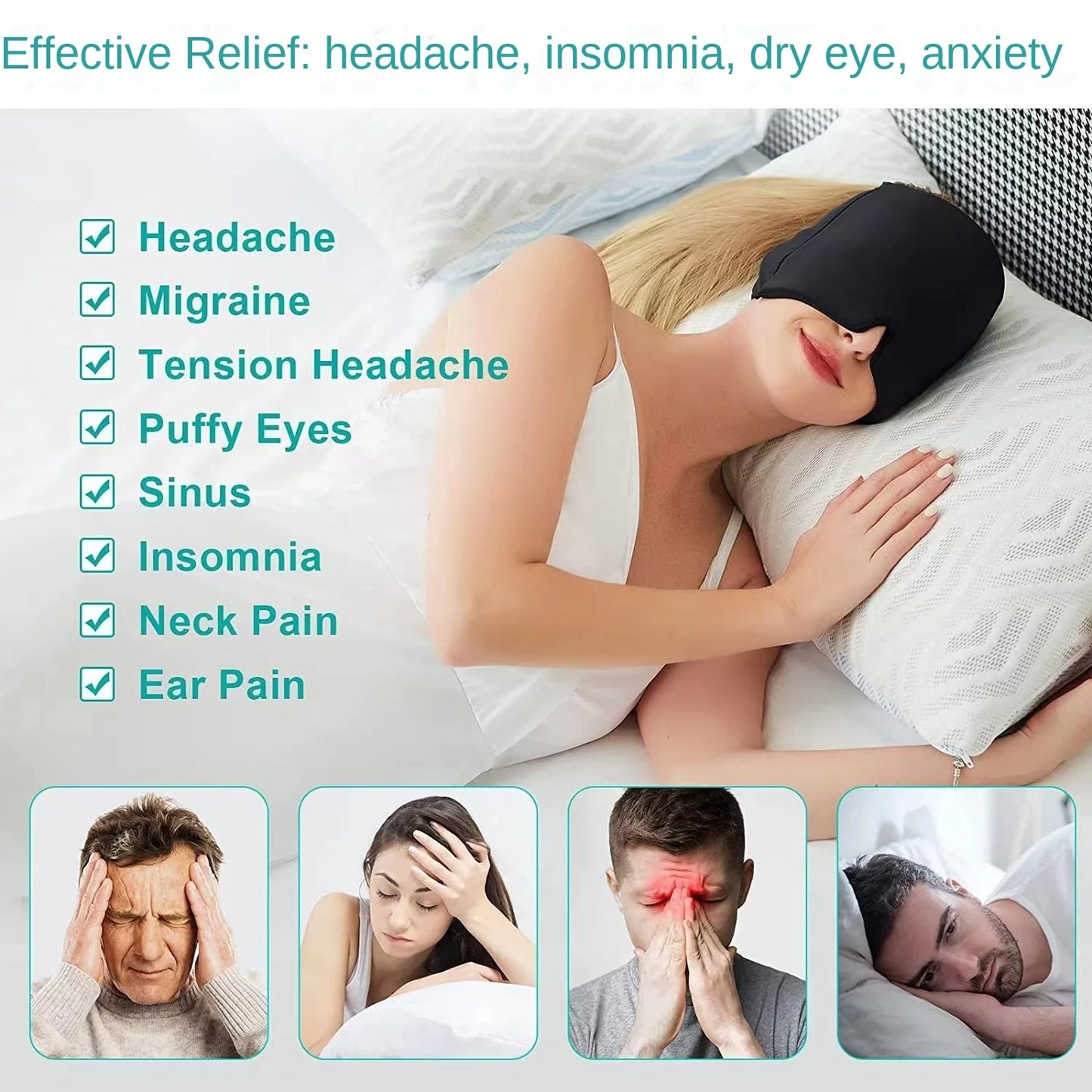 SwipeCart™ Migraine Relief Hat headache Hot Cold Therapy