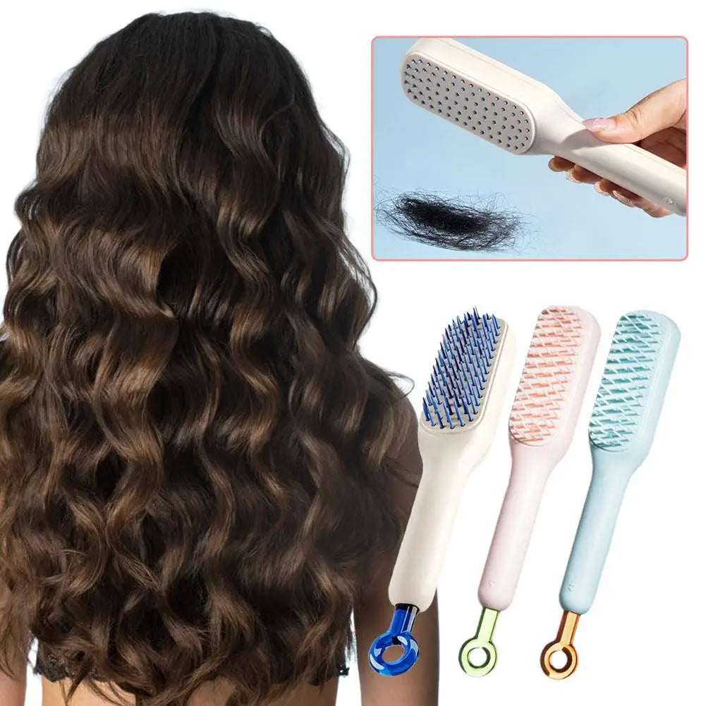 SwipeCart™ Self-Cleaning Hair Brush Retractable Rotating Combs Scalp Massager