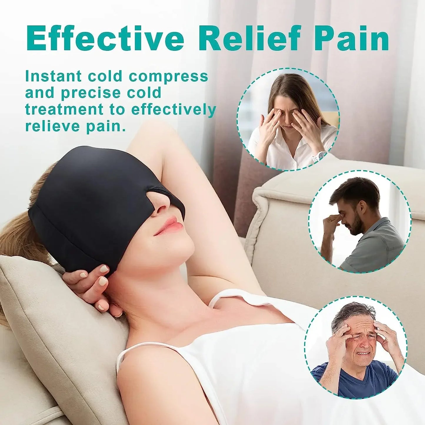 SwipeCart™ Migraine Relief Hat headache Hot Cold Therapy