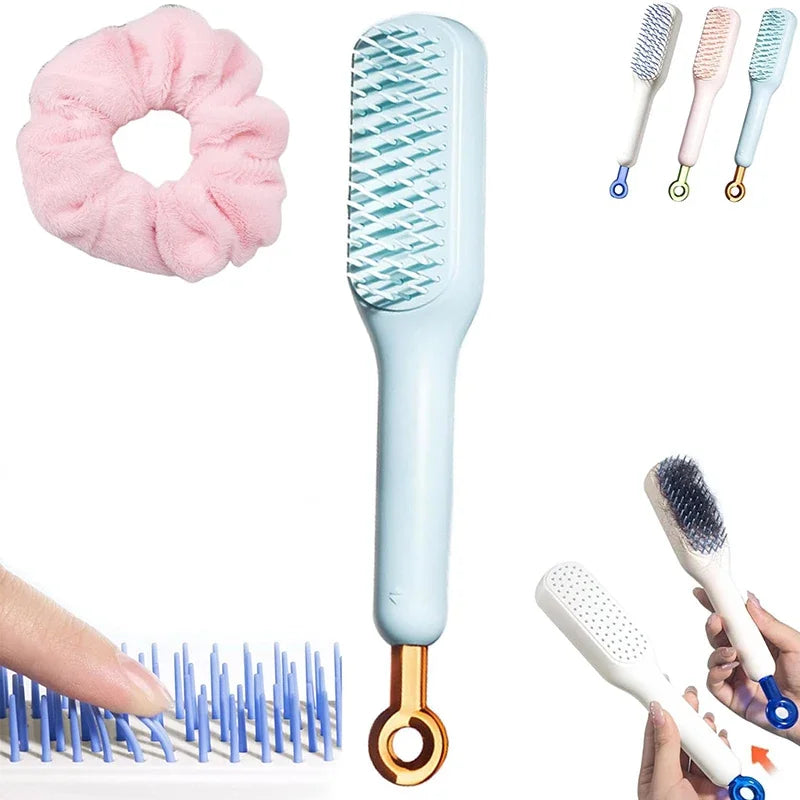 SwipeCart™ Self-Cleaning Hair Brush Retractable Rotating Combs Scalp Massager