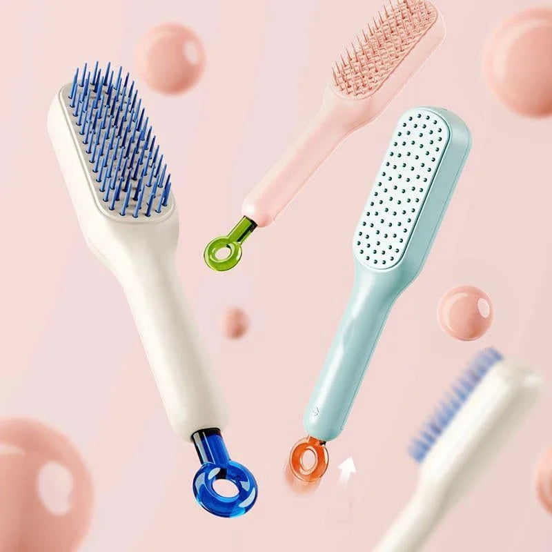 SwipeCart™ Self-Cleaning Hair Brush Retractable Rotating Combs Scalp Massager